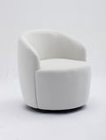 Velvet Fabric Swivel Accent Armchair Barrel Chair With Black Powder Coating Metal Ring,White White Foam Velvet