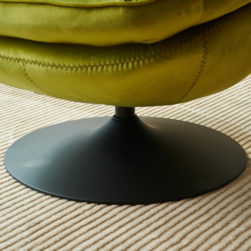 Swivel Leisure Chair Lounge Chair Velvet Apple Green Color With Ottoman Green Velvet