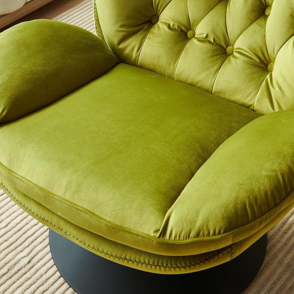 Swivel Leisure Chair Lounge Chair Velvet Apple Green Color With Ottoman Green Velvet