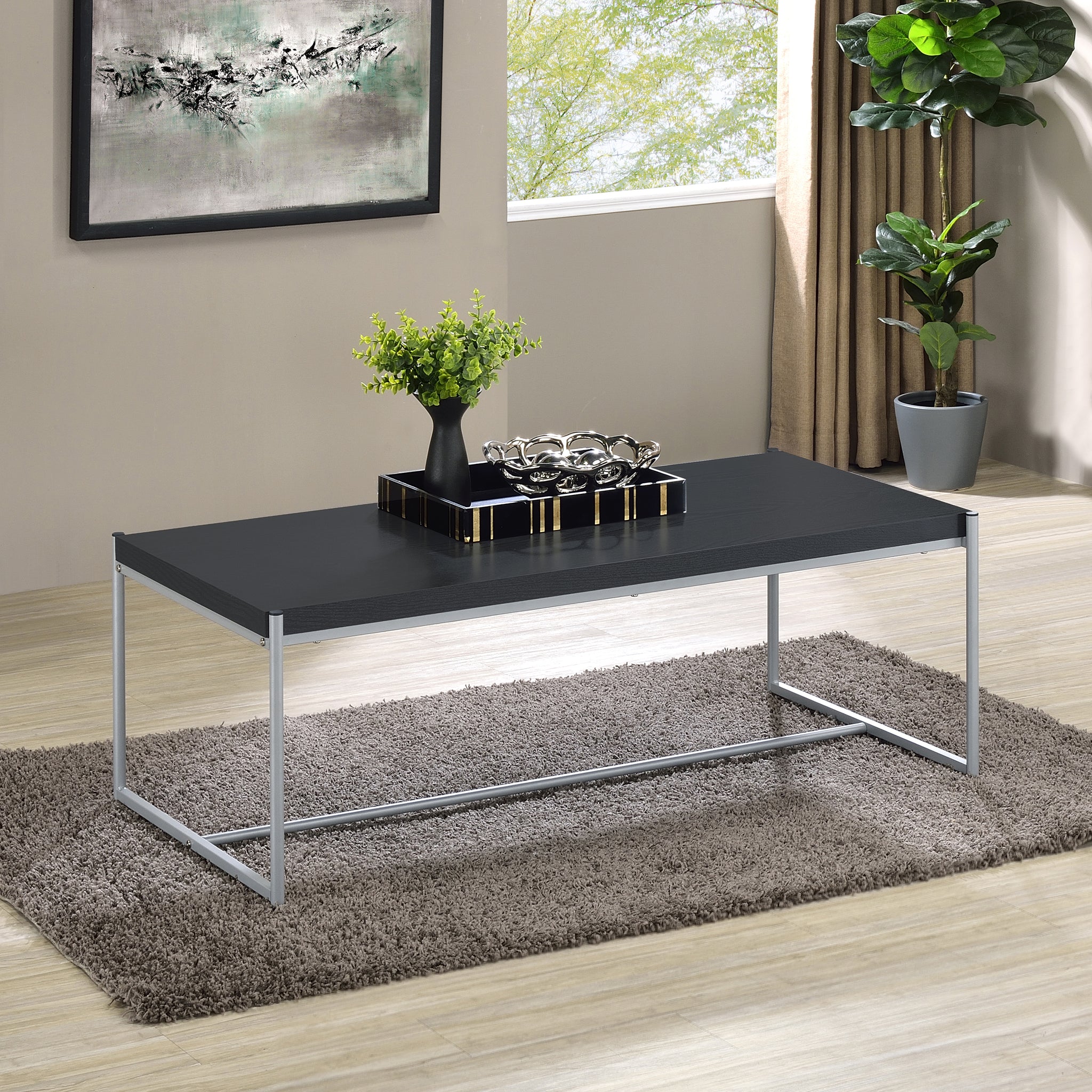 Lennox 3 Piece Black Coffee And End Table Set Black Mdf