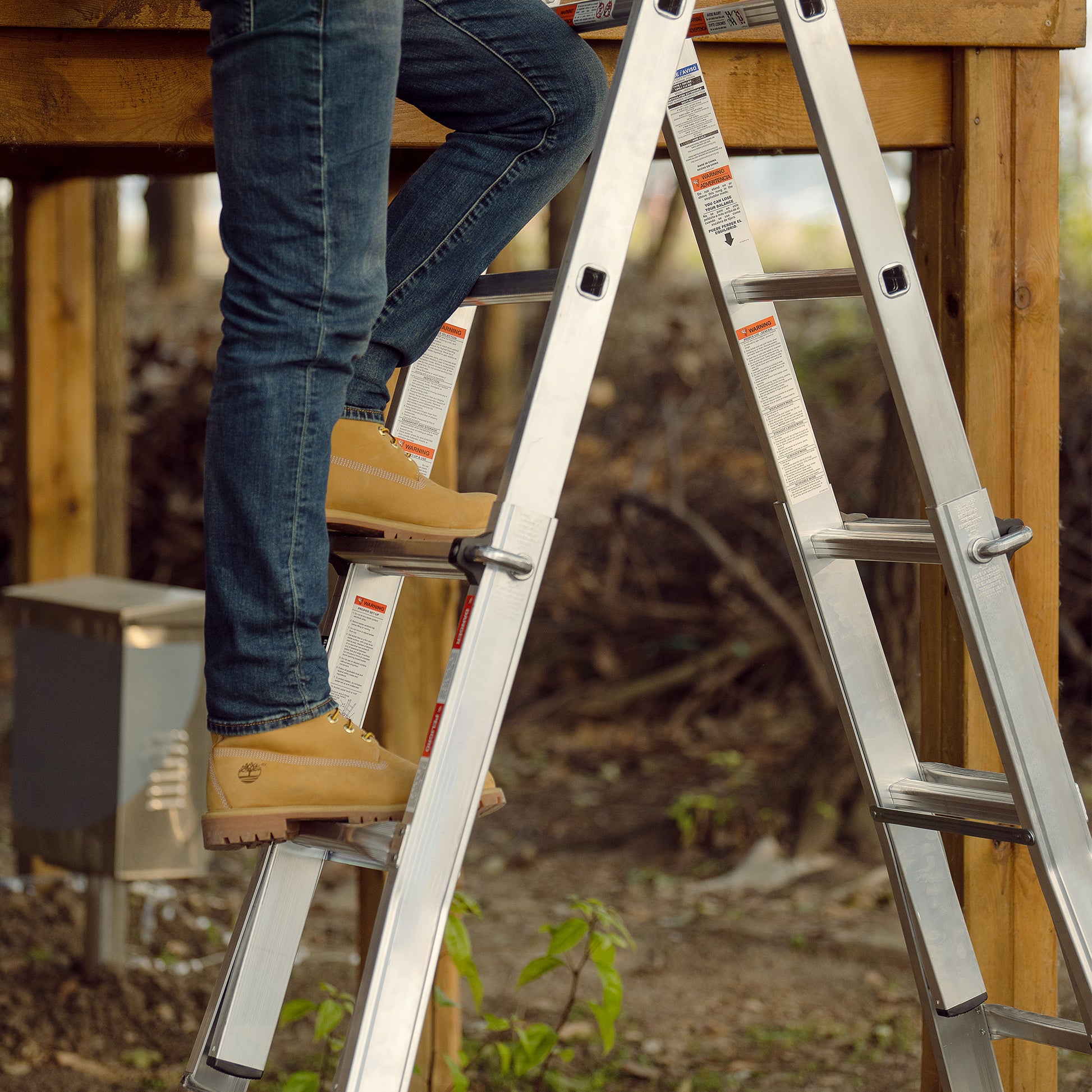 Multi Position Foldable Engineering Multifunctional Aluminum Alloy Ladder A Type Ladder Straight Ladder 17Ft For Home Silver Pc Aluminium