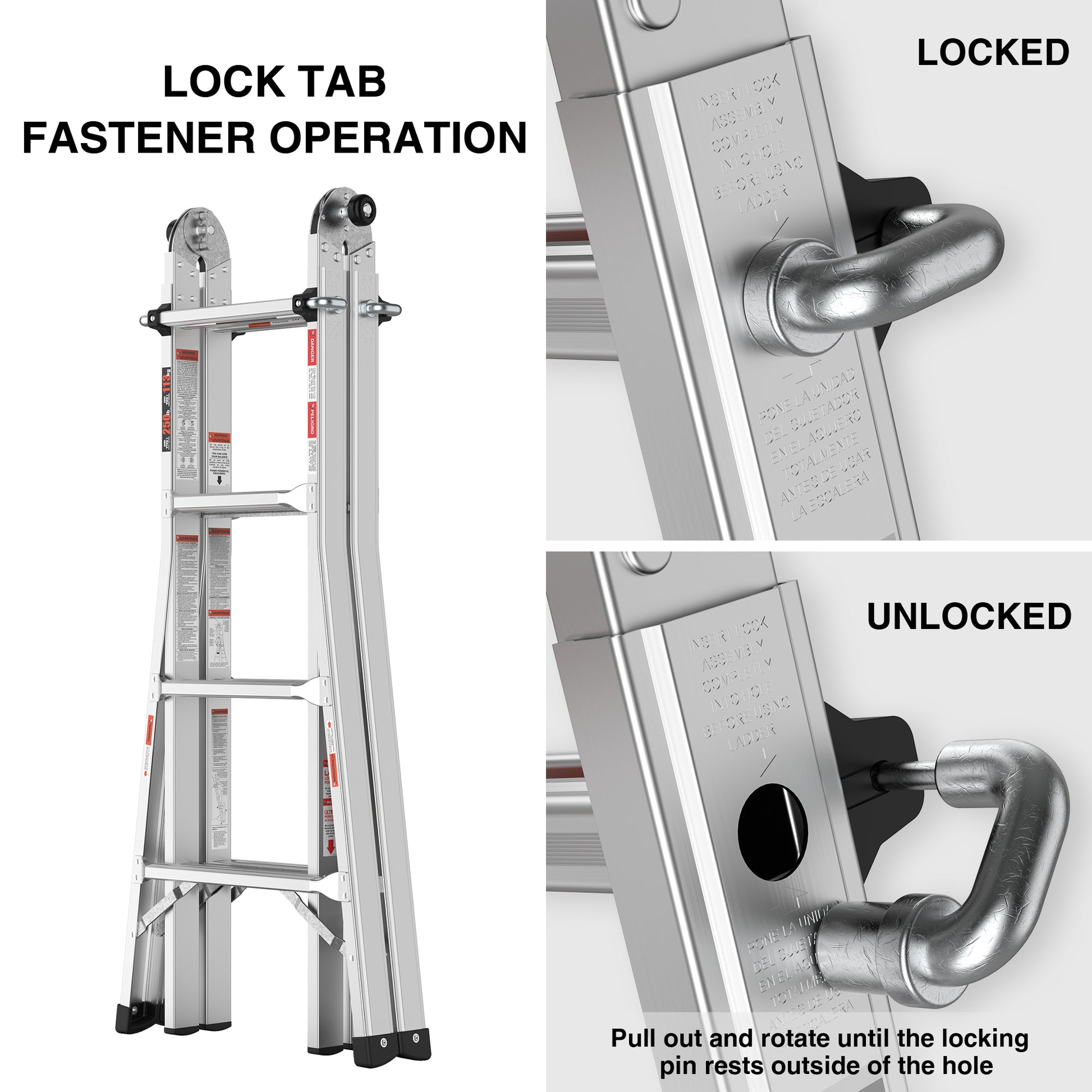 Multi Position Foldable Engineering Multifunctional Aluminum Alloy Ladder A Type Ladder Straight Ladder 17Ft For Home Silver Pc Aluminium