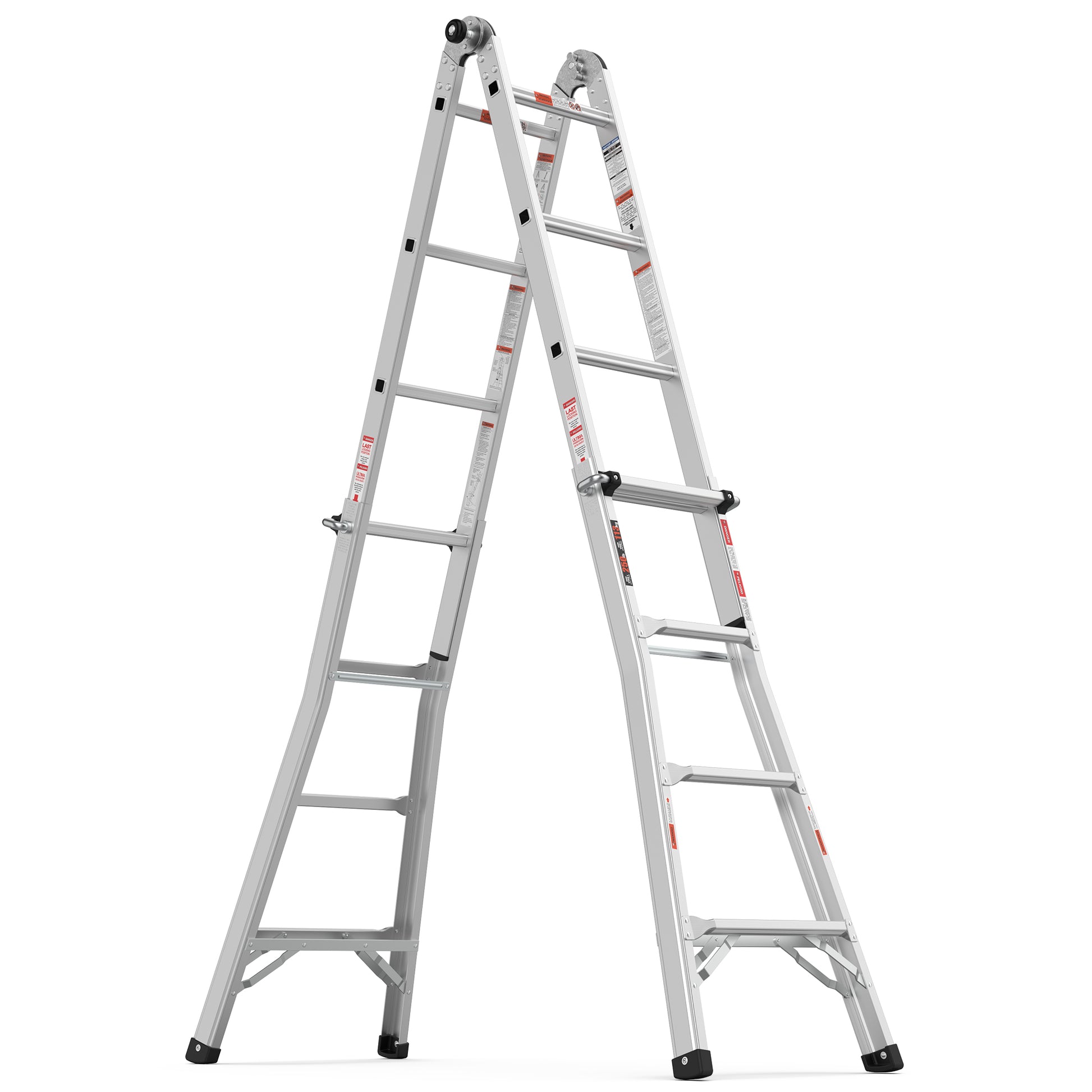 Multi Position Foldable Engineering Multifunctional Aluminum Alloy Ladder A Type Ladder Straight Ladder 17Ft For Home Silver Pc Aluminium