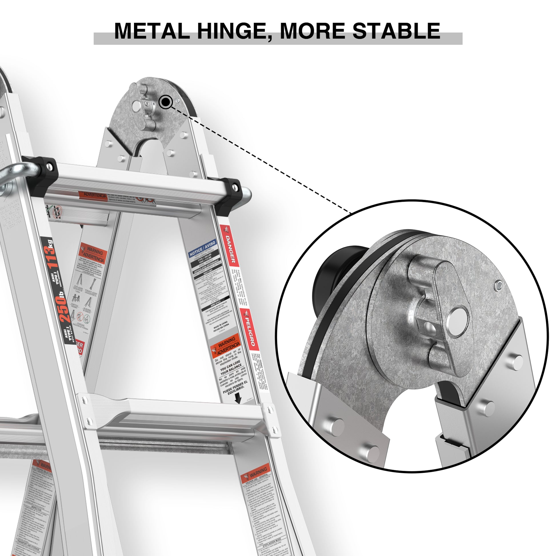 Multi Position Foldable Engineering Multifunctional Aluminum Alloy Ladder A Type Ladder Straight Ladder 17Ft For Home Silver Pc Aluminium
