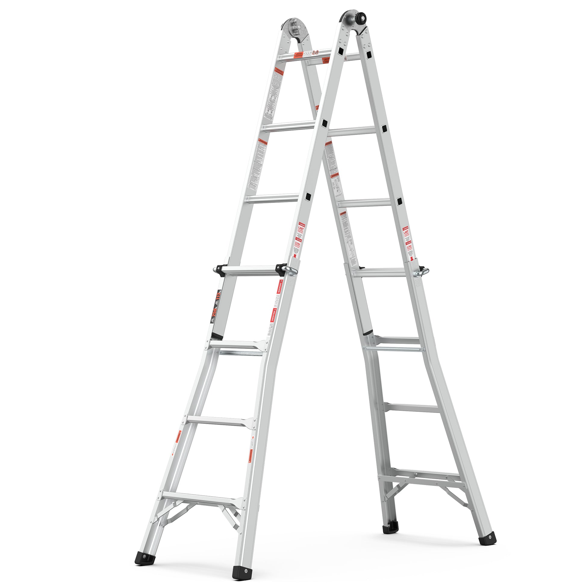 Multi Position Foldable Engineering Multifunctional Aluminum Alloy Ladder A Type Ladder Straight Ladder 17Ft For Home Silver Pc Aluminium