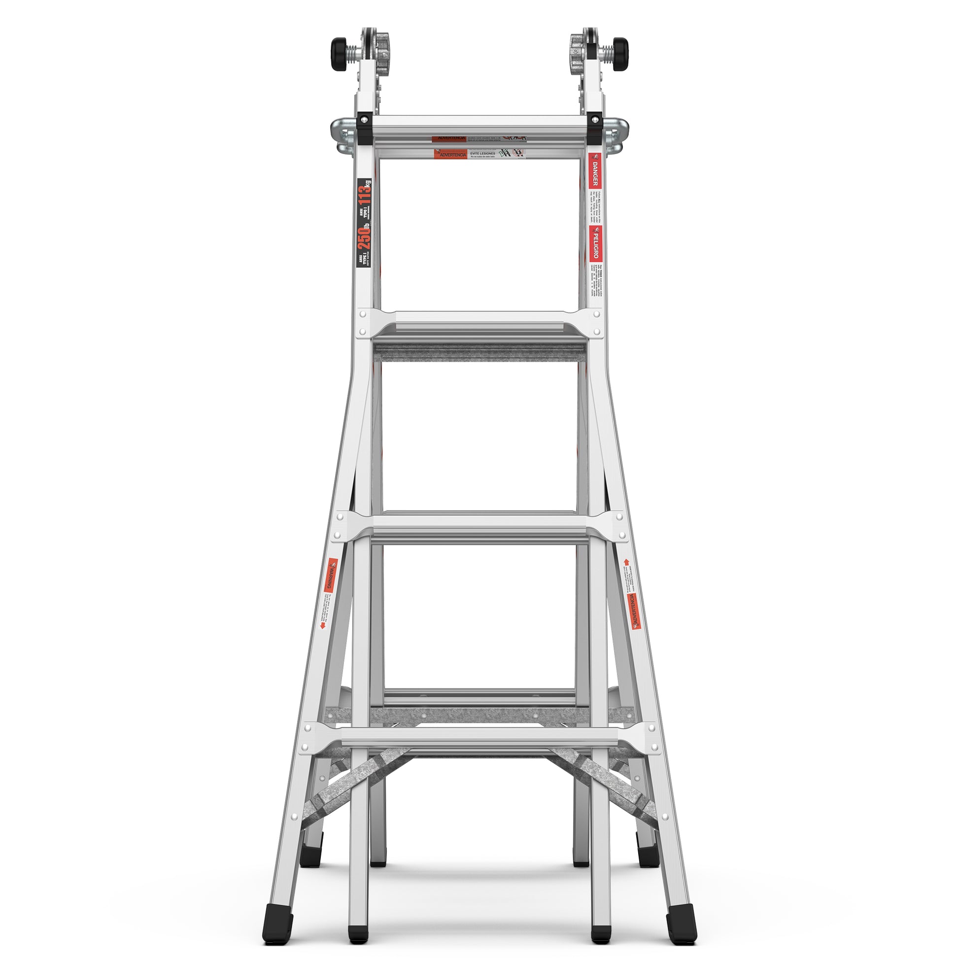 Multi Position Foldable Engineering Multifunctional Aluminum Alloy Ladder A Type Ladder Straight Ladder 17Ft For Home Silver Pc Aluminium