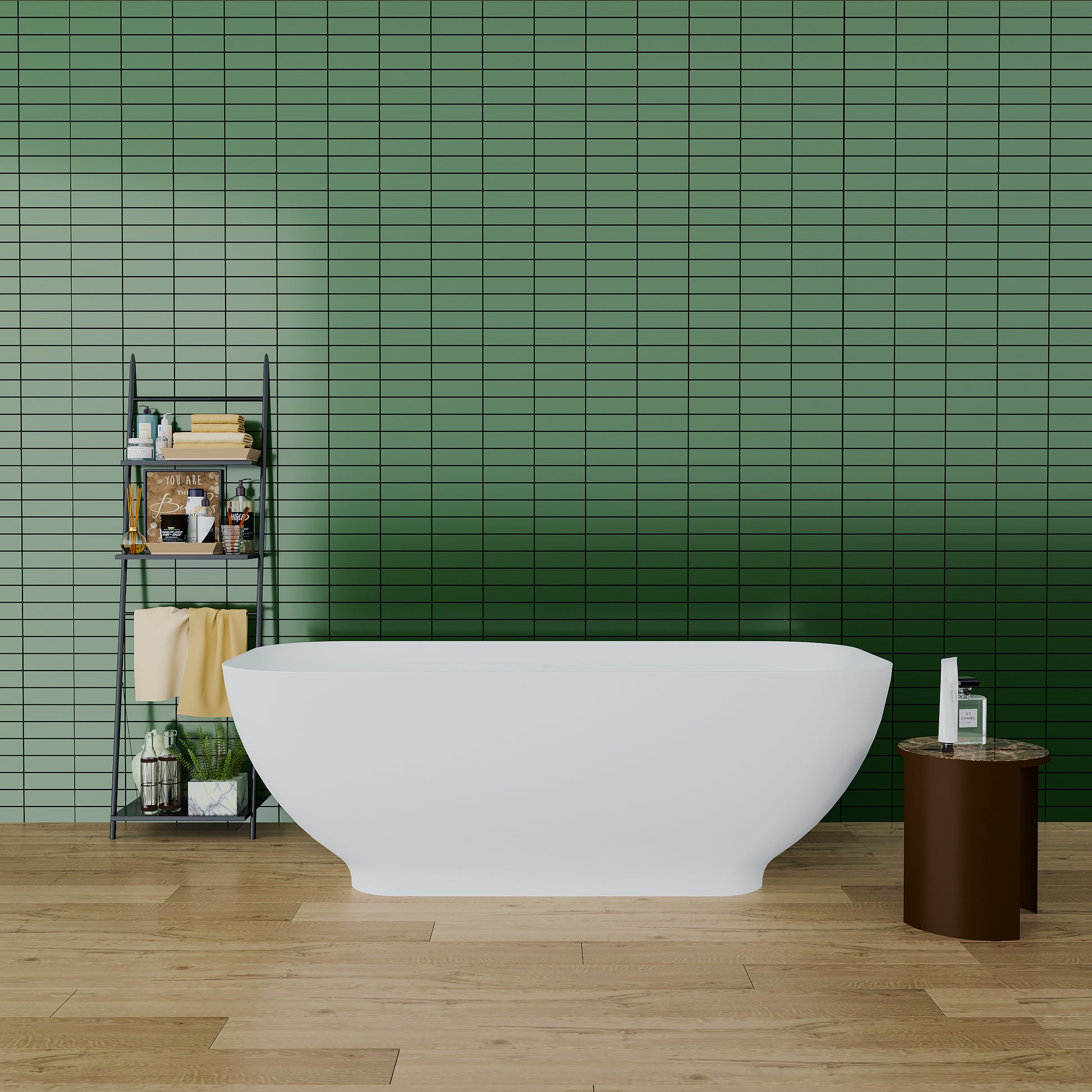 67" Freestanding Solid Surface Bathtub, Luxury Engineered Stone Resin Freestanding Soaking Bathtub With Overflow And Pop Up Drain Cupc Certified, Matte White 22S04 67 Matte White Polyresin
