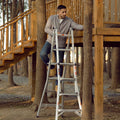 Multi Position Foldable Engineering Multifunctional Aluminum Alloy Ladder A Type Ladder Straight Ladder 17Ft For Home Silver Pc Aluminium
