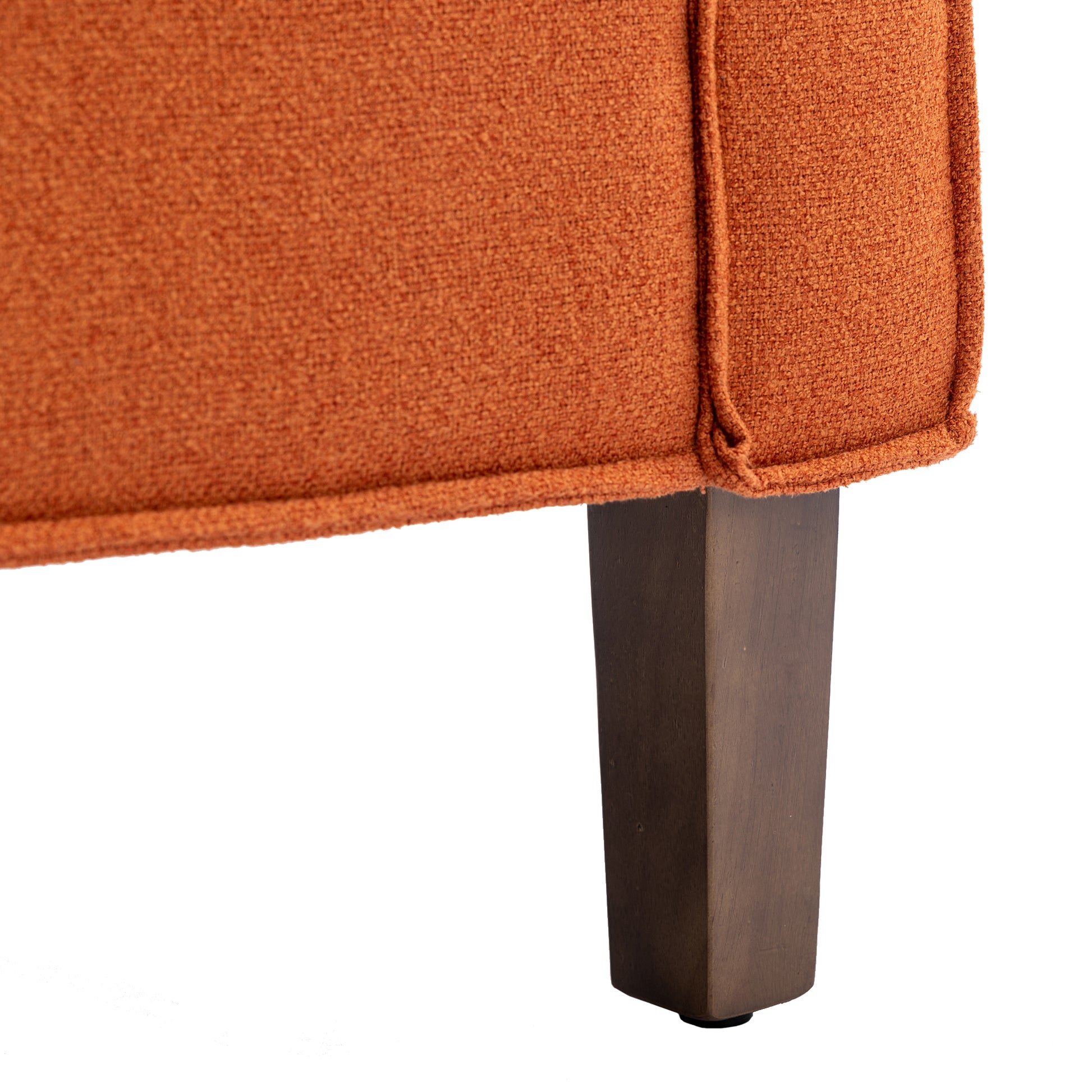 Coolmore Accent Chair With Ottoman, Mid Century Modern Barrel Chair Upholstered Club Tub Round Arms Chair For Living Room Orange Linen