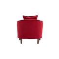 Coolmore Accent Chair With Ottoman, Mid Century Modern Barrel Chair Upholstered Club Tub Round Arms Chair For Living Room Red Linen