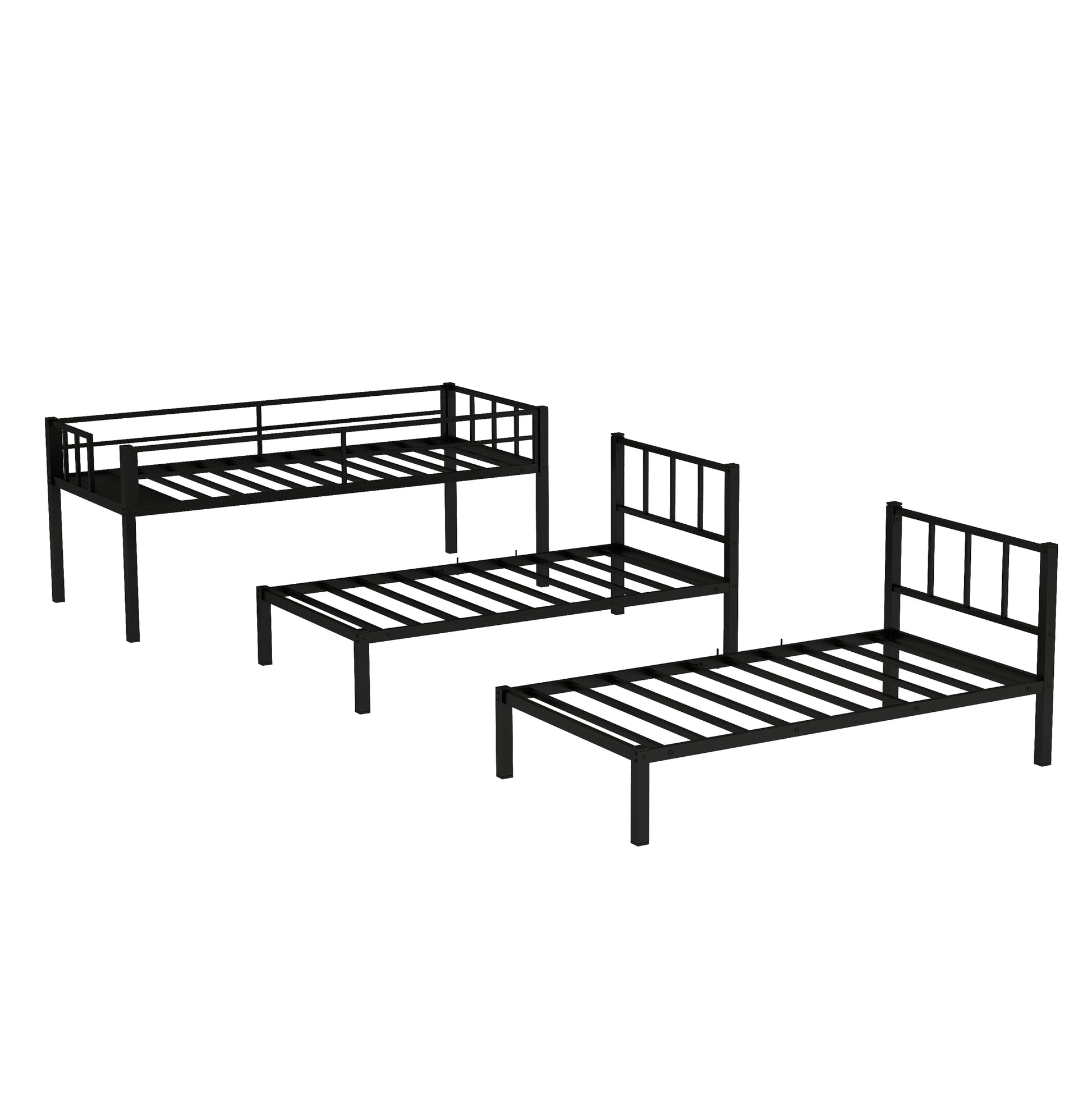 Twin Over Twin & Twin Bunk Beds For 3, Twin Xl Over Twin & Twin Bunk Bed Metal Triple Bunk Bed, Black Pre Sale Date: June 10Th Black Metal