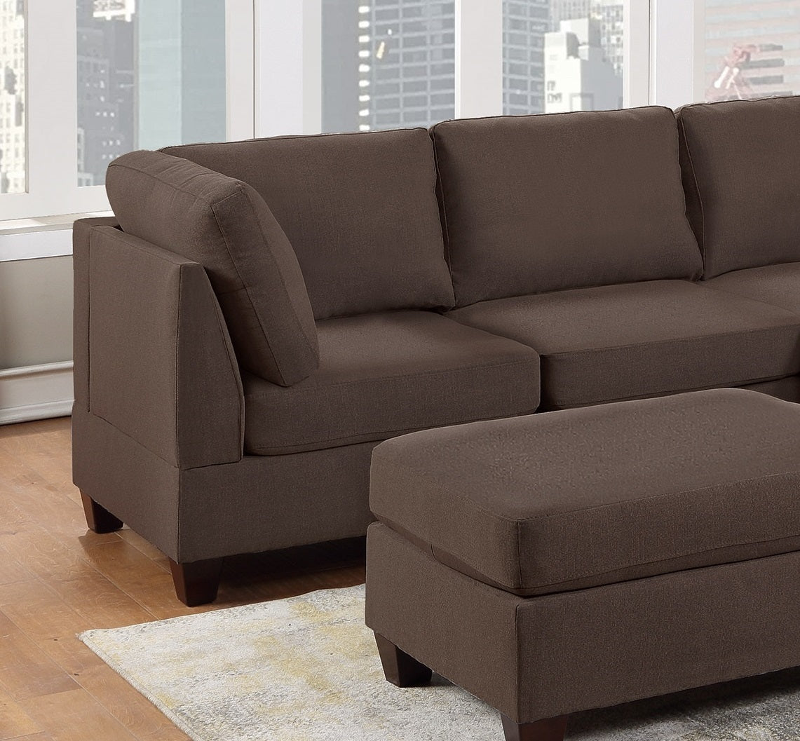 Living Room Furniture Corner Wedge Black Coffee Linen Like Fabric 1Pc Cushion Wedge Sofa Wooden Legs Coffee Primary Living Space Modern,Transitional Fabric