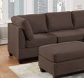 Modular Sectional 6Pc Set Living Room Furniture L Sectional Black Coffee Linen Like Fabric 2X Corner Wedge 2X Armless Chairs And 2X Ottomans Coffee Wood Primary Living Space Cushion Back
