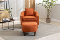 Coolmore Accent Chair With Ottoman, Mid Century Modern Barrel Chair Upholstered Club Tub Round Arms Chair For Living Room Orange Linen