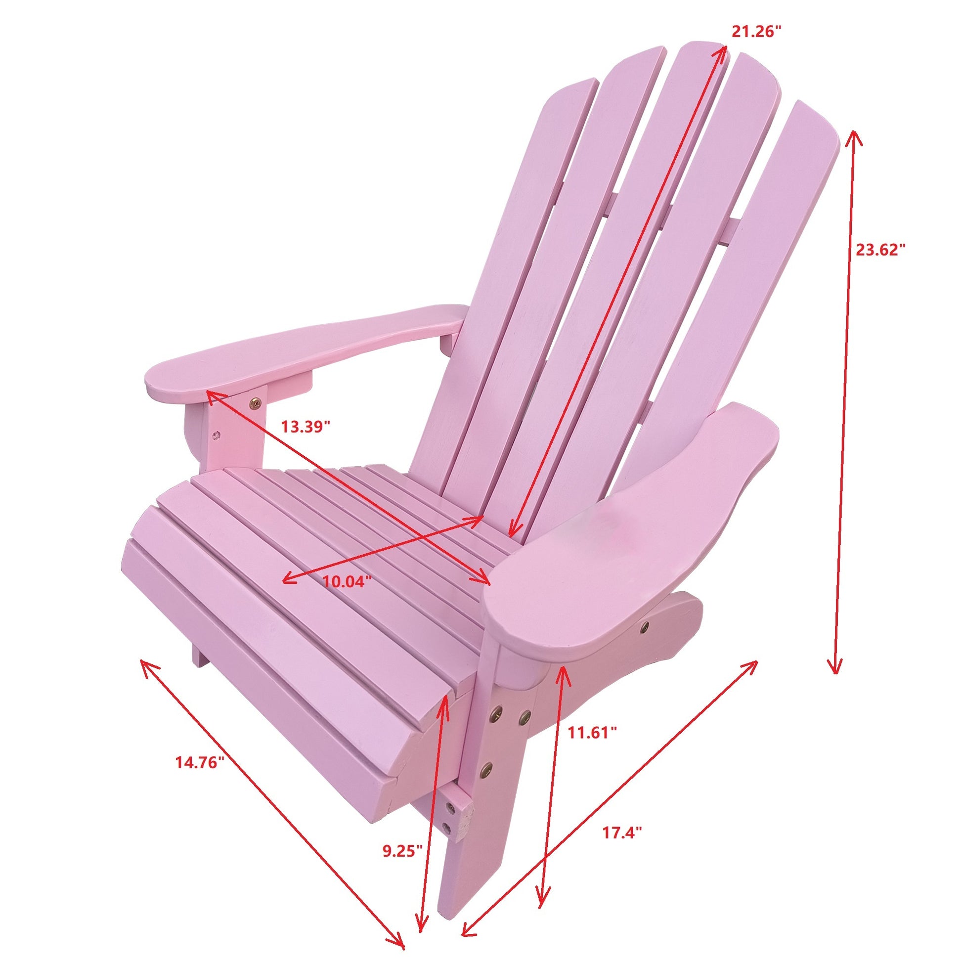 Outdoor Or Indoor Wood Children Adirondack Chair,Pink Pink Solid Wood