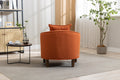 Coolmore Accent Chair With Ottoman, Mid Century Modern Barrel Chair Upholstered Club Tub Round Arms Chair For Living Room Orange Linen