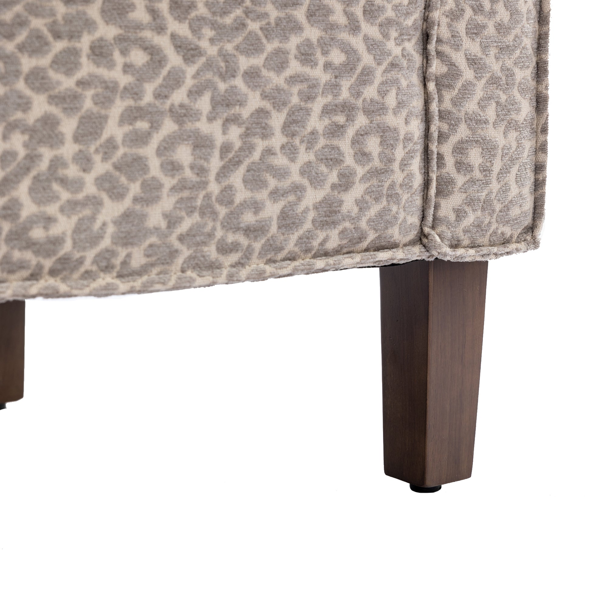 Coolmore Accent Chair With Ottoman, Mid Century Modern Barrel Chair Upholstered Club Tub Round Arms Chair For Living Room Leopard Gray Chenille