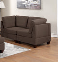 Modular Sofa Set 6Pc Set Living Room Furniture Sofa Loveseat Couch Black Coffee Linen Like Fabric 4X Corner Wedge 1X Armless Chair And 1X Ottoman Coffee Primary Living Space Cushion Back