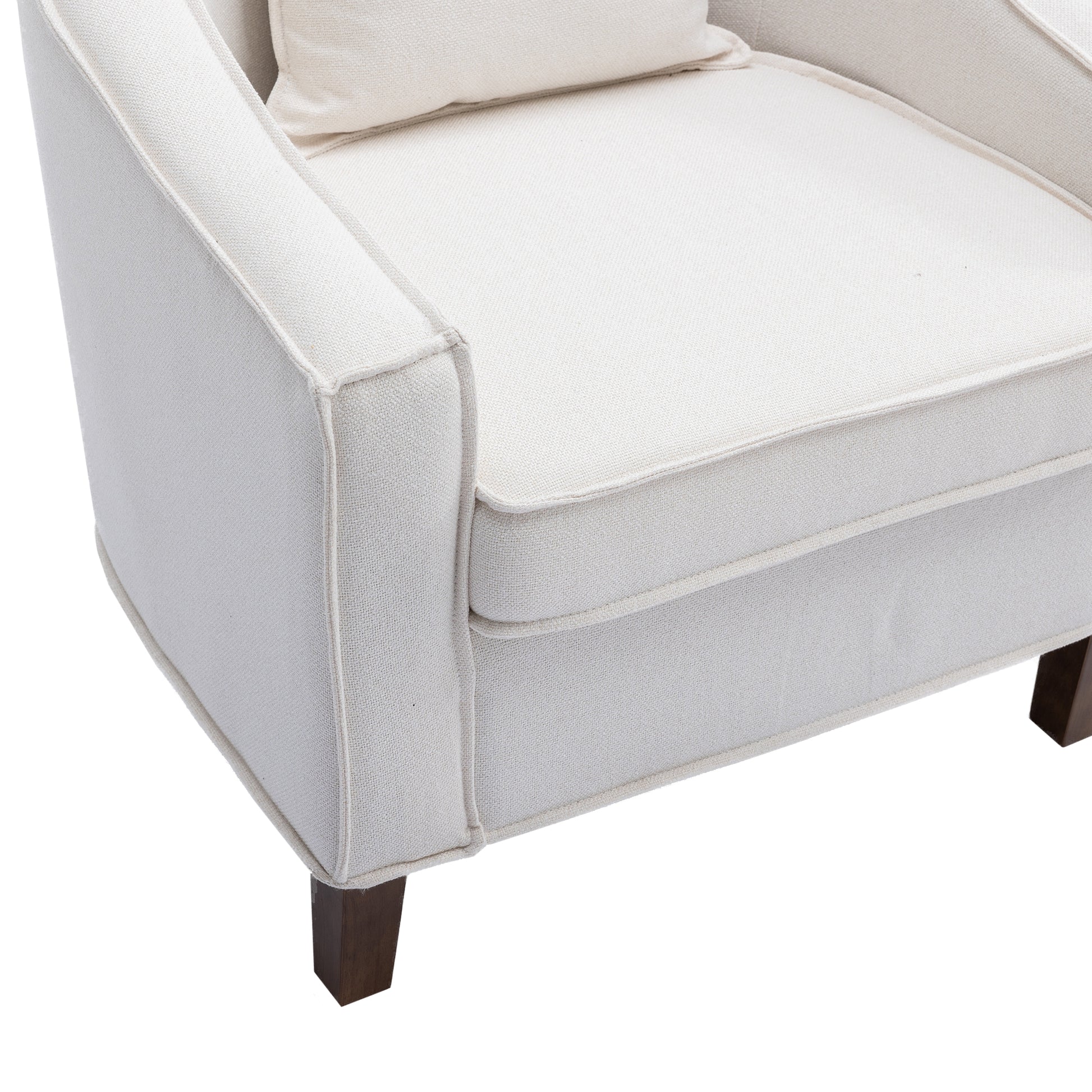 Coolmore Accent Chair With Ottoman, Mid Century Modern Barrel Chair Upholstered Club Tub Round Arms Chair For Living Room Beige Linen