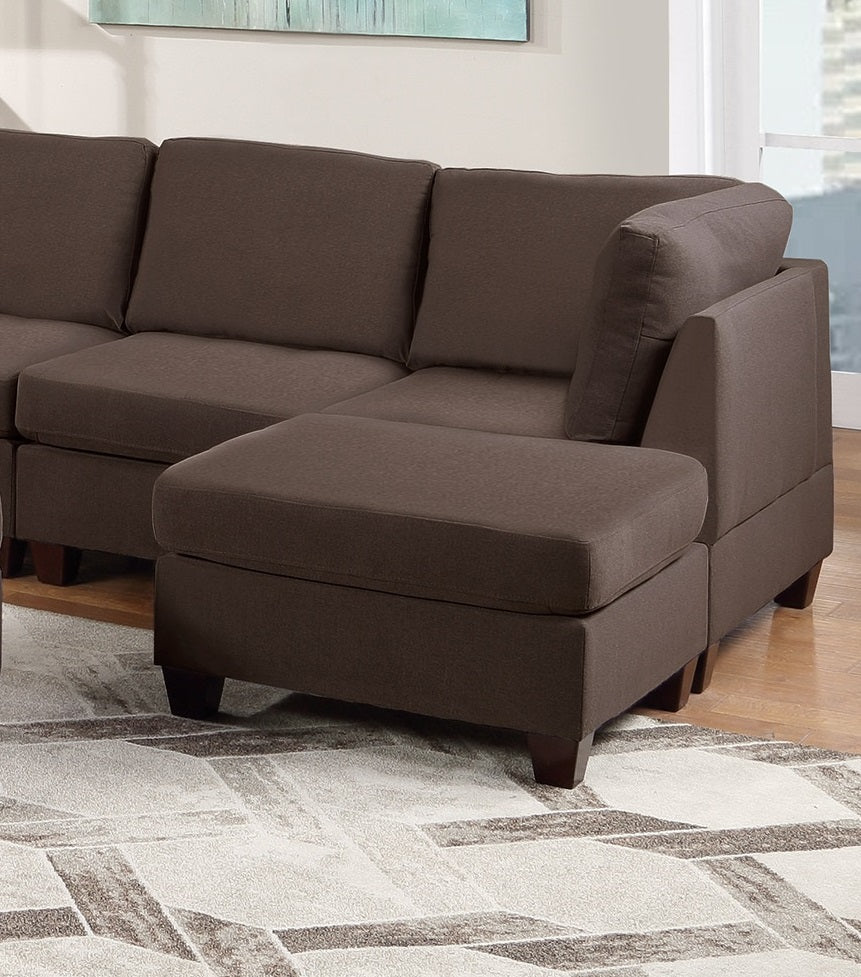 Modular Sectional 9Pc Set Living Room Furniture Corner Sectional Couch Black Coffee Linen Like Fabric 3X Corner Wedge 4X Armless Chairs And 2X Ottomans Coffee Wood Primary Living Space Cushion Back