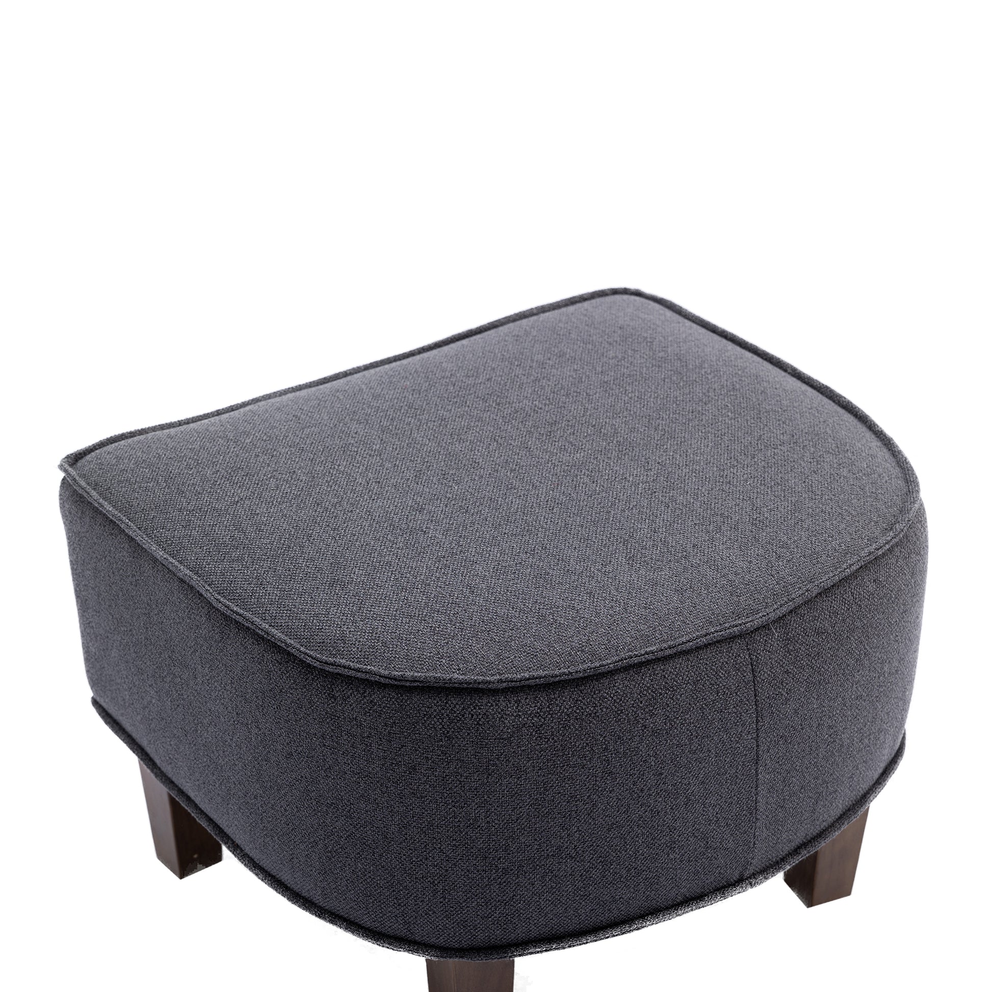 Coolmore Accent Chair With Ottoman, Mid Century Modern Barrel Chair Upholstered Club Tub Round Arms Chair For Living Room Dark Gray Linen