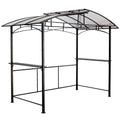 Grill Gazebo 8X5Ft,Outdoor Patio Canopy,Bbq Shelter With Steel Hardtop And Side Shelves Black Steel