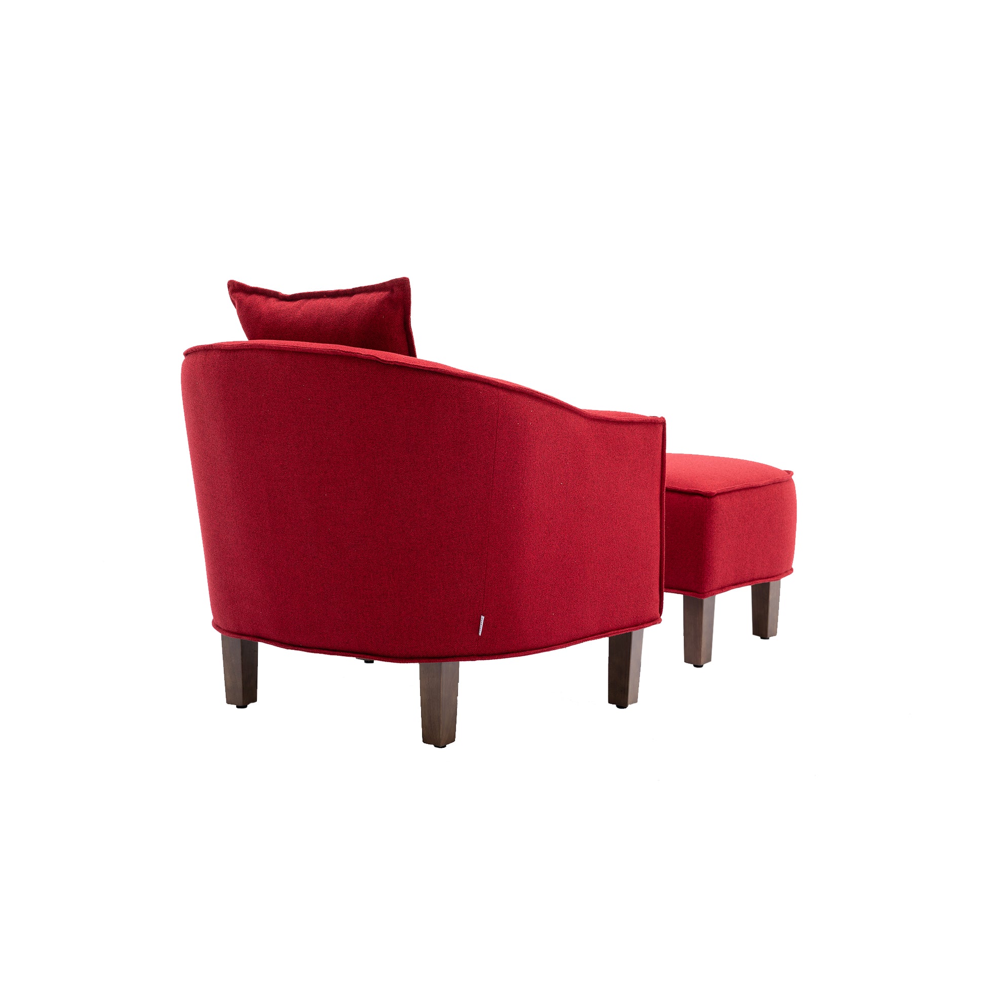 Coolmore Accent Chair With Ottoman, Mid Century Modern Barrel Chair Upholstered Club Tub Round Arms Chair For Living Room Red Linen