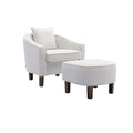 Coolmore Accent Chair With Ottoman, Mid Century Modern Barrel Chair Upholstered Club Tub Round Arms Chair For Living Room Beige Linen