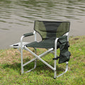 1 Piece Padded Folding Outdoor Chair With Side Table And Storage Pockets,Lightweight Oversized Directors Chair For Indoor, Outdoor Camping, Picnics And Fishing,Green Green Aluminum