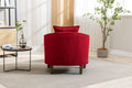 Coolmore Accent Chair With Ottoman, Mid Century Modern Barrel Chair Upholstered Club Tub Round Arms Chair For Living Room Red Linen