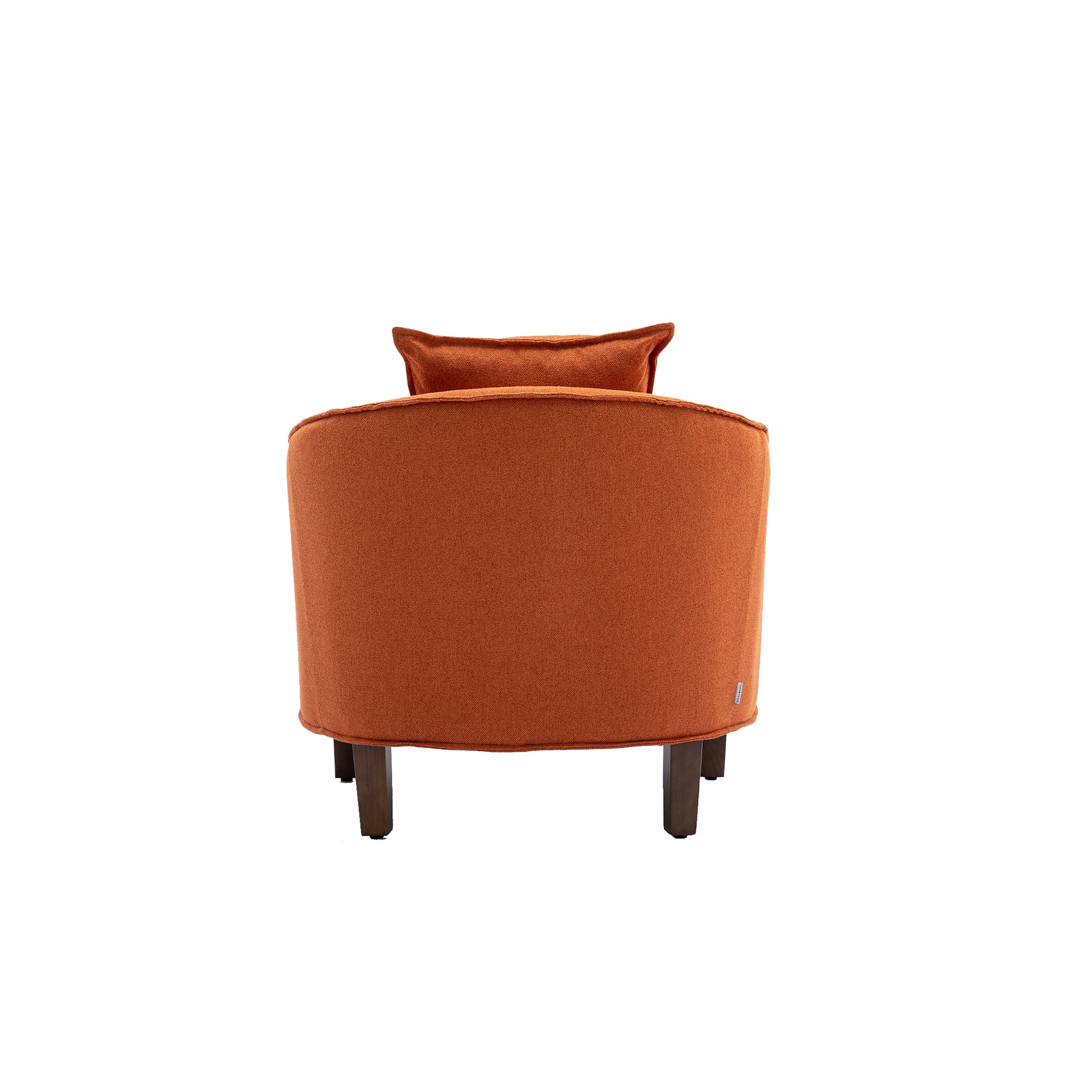 Coolmore Accent Chair With Ottoman, Mid Century Modern Barrel Chair Upholstered Club Tub Round Arms Chair For Living Room Orange Linen