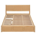 Queen Size Wood Platform Bed With Underneath Storage And 2 Drawers, Wood Color Box Spring Not Required Queen Natural Wood Bedroom Bed Frame Solid Wood Mdf