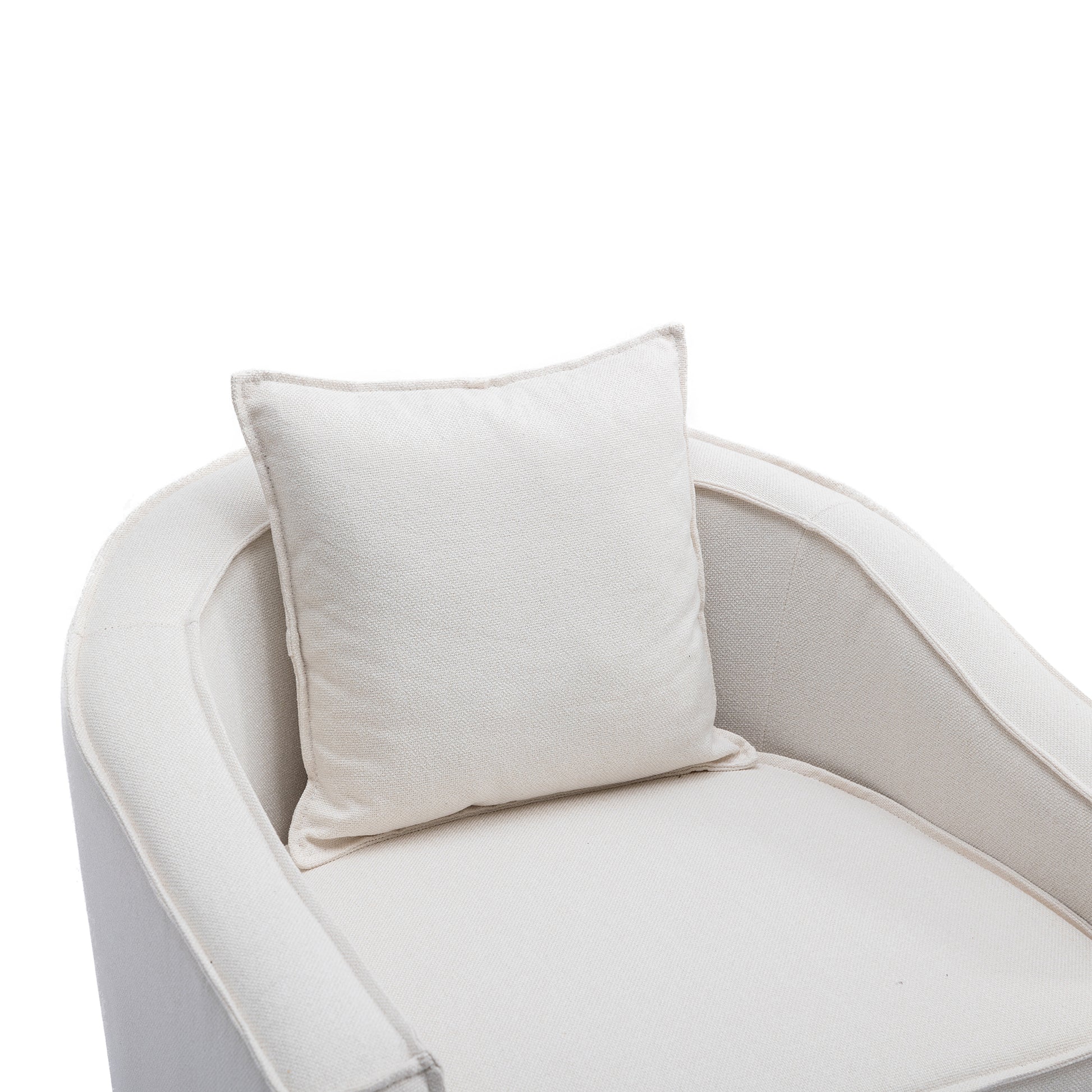 Coolmore Accent Chair With Ottoman, Mid Century Modern Barrel Chair Upholstered Club Tub Round Arms Chair For Living Room Beige Linen