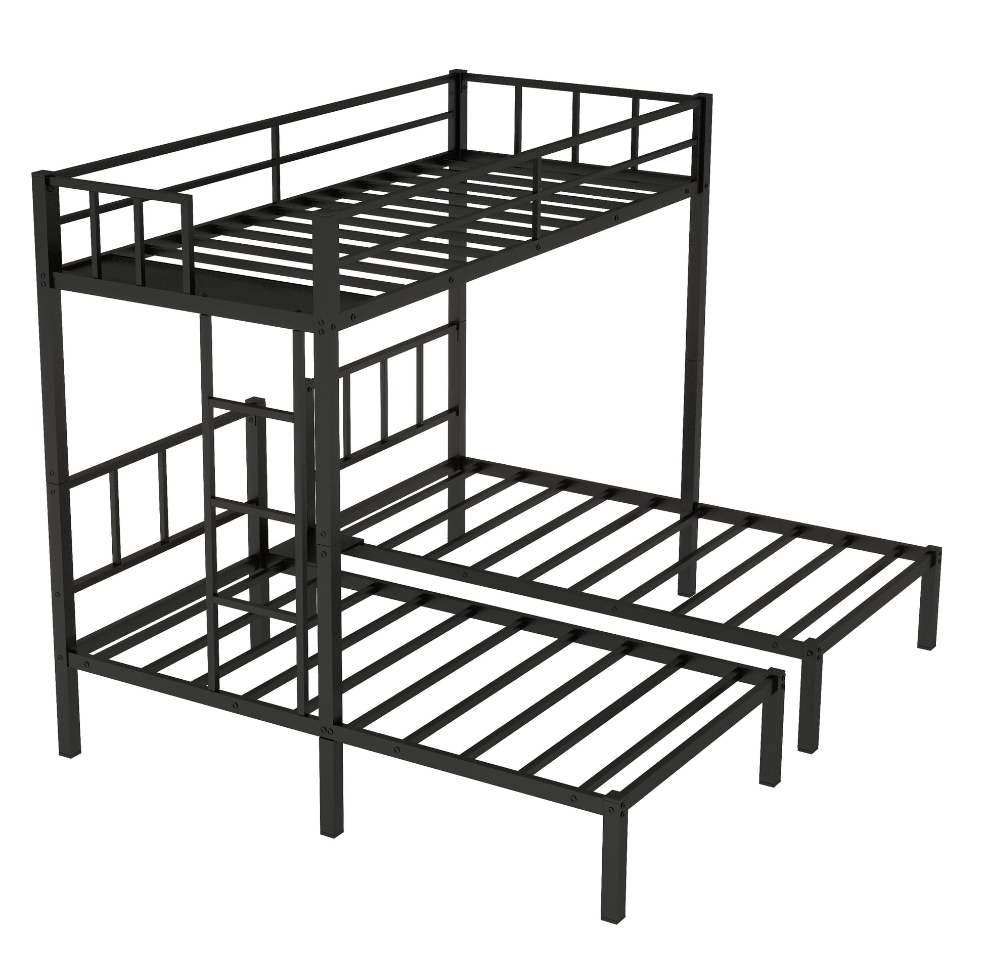 Twin Over Twin & Twin Bunk Beds For 3, Twin Xl Over Twin & Twin Bunk Bed Metal Triple Bunk Bed, Black Pre Sale Date: June 10Th Black Metal