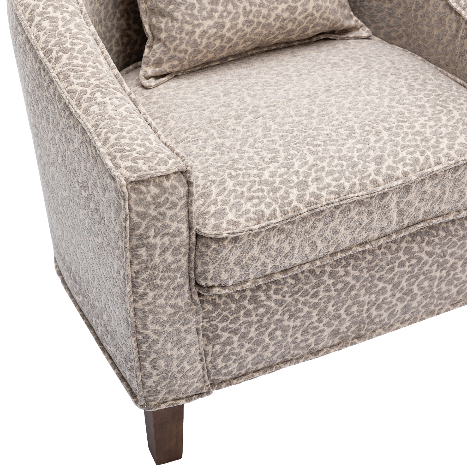 Coolmore Accent Chair With Ottoman, Mid Century Modern Barrel Chair Upholstered Club Tub Round Arms Chair For Living Room Leopard Gray Chenille
