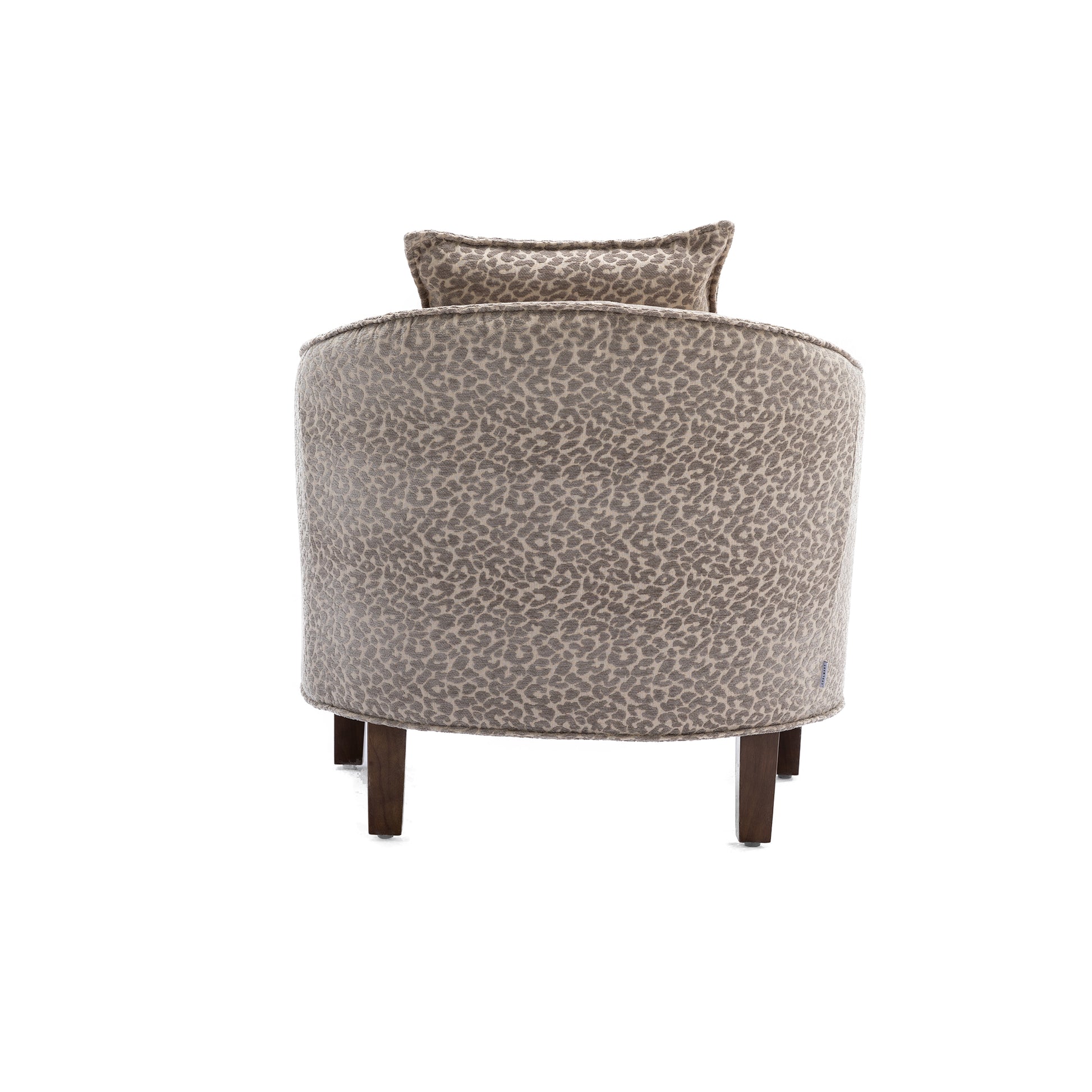 Coolmore Accent Chair With Ottoman, Mid Century Modern Barrel Chair Upholstered Club Tub Round Arms Chair For Living Room Leopard Gray Chenille