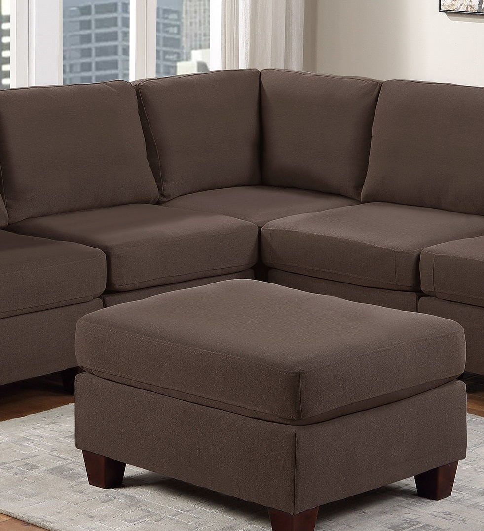 Modular Sectional 6Pc Set Living Room Furniture Corner Sectional Couch Grey Linen Like Fabric 3X Corner Wedge 2X Armless Chairs And 1X Ottoman Coffee Wood Primary Living Space Cushion Back