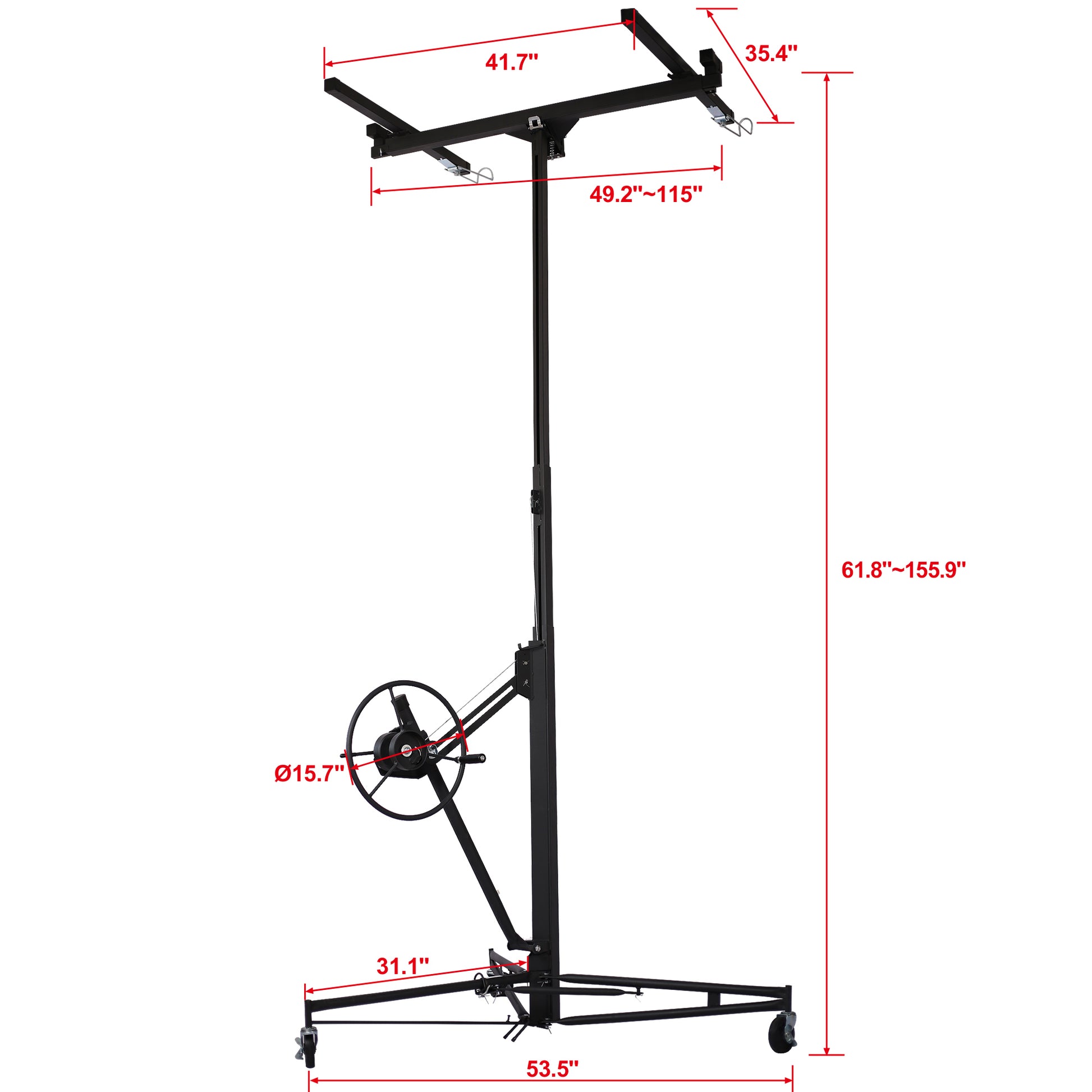 Drywall Lift Panel 13' Lift Drywall Panel Hoist Jack Lifter,Black Black Steel