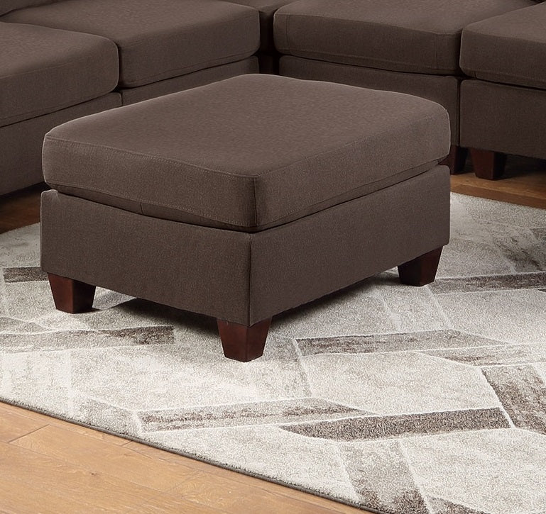 Modular Sectional 9Pc Set Living Room Furniture Corner Sectional Couch Black Coffee Linen Like Fabric 3X Corner Wedge 4X Armless Chairs And 2X Ottomans Coffee Wood Primary Living Space Cushion Back