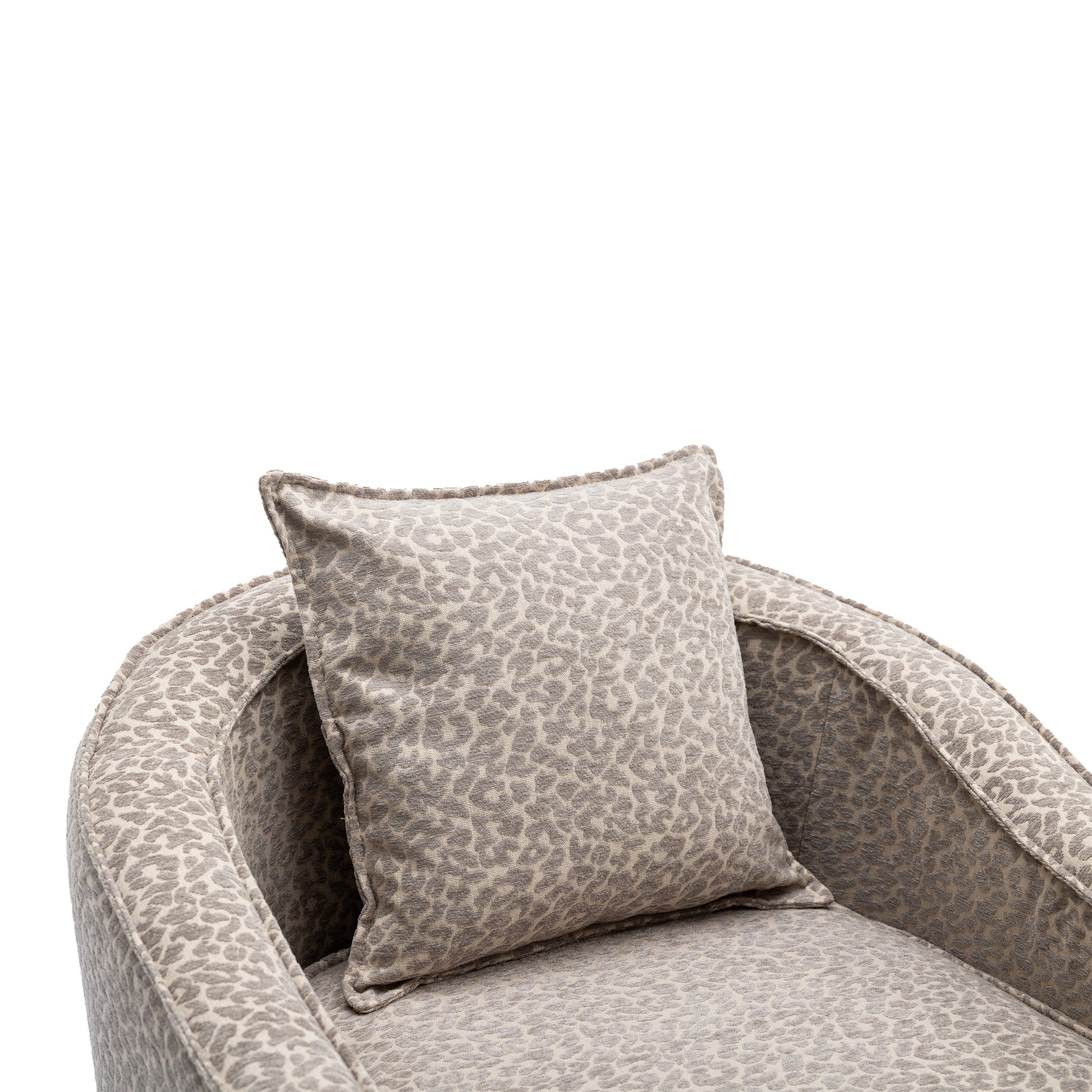 Coolmore Accent Chair With Ottoman, Mid Century Modern Barrel Chair Upholstered Club Tub Round Arms Chair For Living Room Leopard Gray Chenille