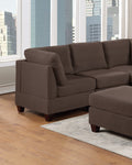Modular Sectional 6Pc Set Living Room Furniture Corner Sectional Couch Grey Linen Like Fabric 3X Corner Wedge 2X Armless Chairs And 1X Ottoman Coffee Wood Primary Living Space Cushion Back