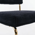 Modern Dining Chairs With Corduroy Fabric,Gold Metal Base, Accent Armless Kitchen Chairs With Channel Tufting, Side Chairs, Set Of 2, Black Black Foam Corduroy