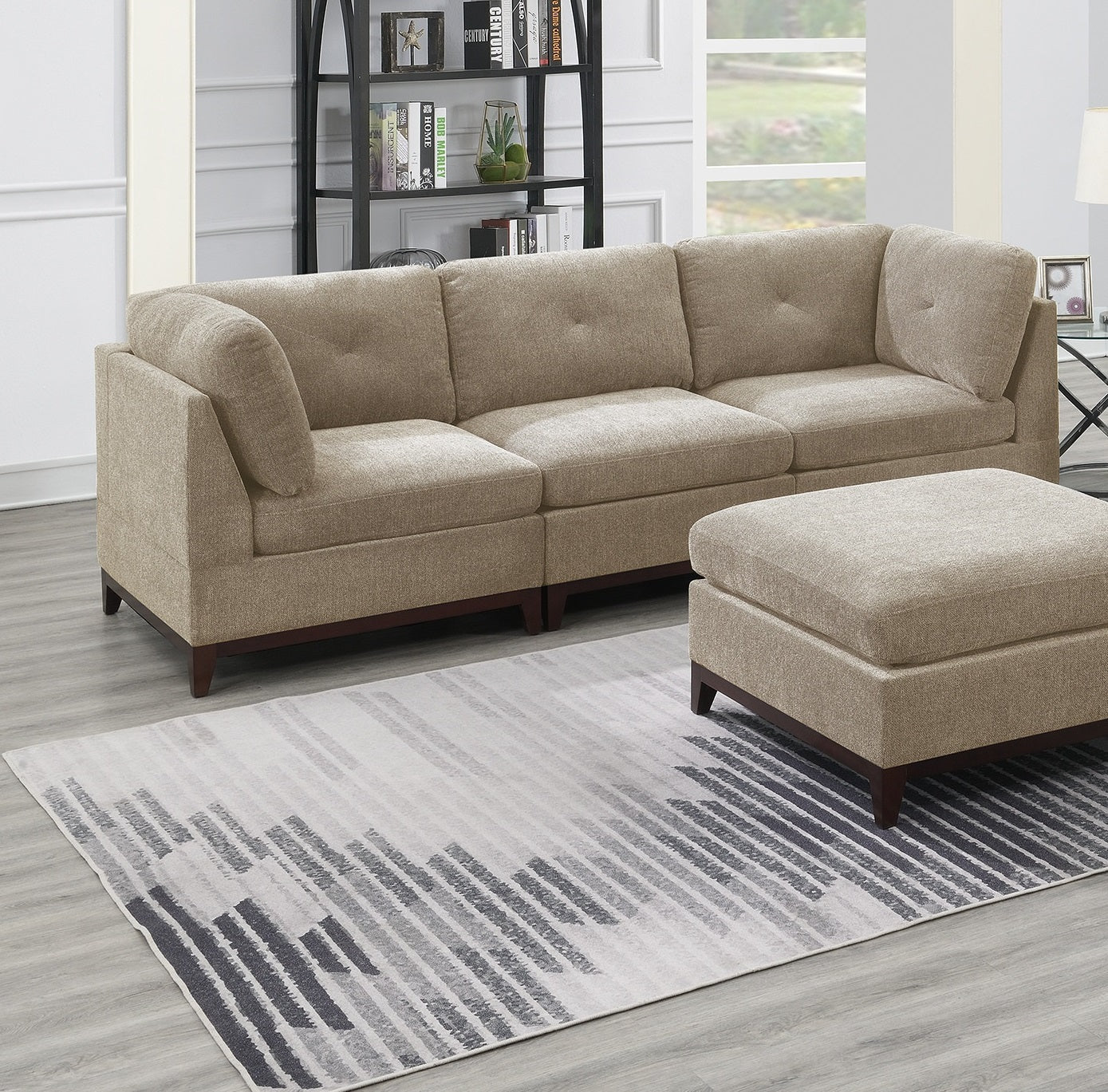 Modular Living Room Furniture Armless Chair Camel Chenille Fabric 1Pc Cushion Armless Chair Couch Exposed Wooden Base Camel Primary Living Space Contemporary,Modern Chenille