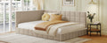 Full Size Upholstered Daybed Sofa Bed Frame Beige, Velvet Beige Upholstered
