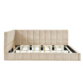 Full Size Upholstered Daybed Sofa Bed Frame Beige, Velvet Beige Upholstered