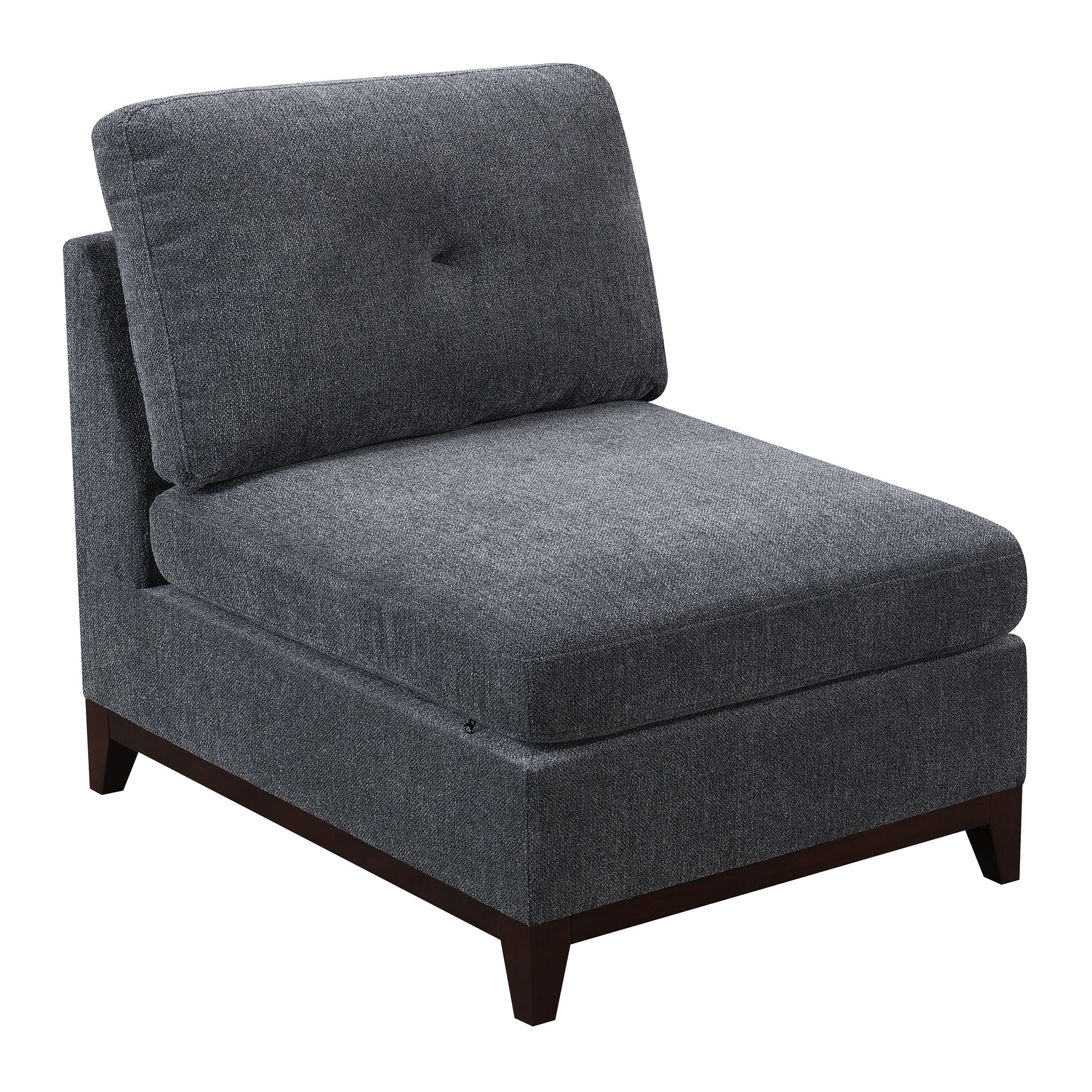 Modular Living Room Furniture Armless Chair Ash Chenille Fabric 1Pc Cushion Armless Chair Couch. Gray Wash Primary Living Space Contemporary,Modern Chenille