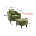 Coolmore Accent Chair With Ottoman, Mid Century Modern Barrel Chair Upholstered Club Tub Round Arms Chair For Living Room Olive Linen