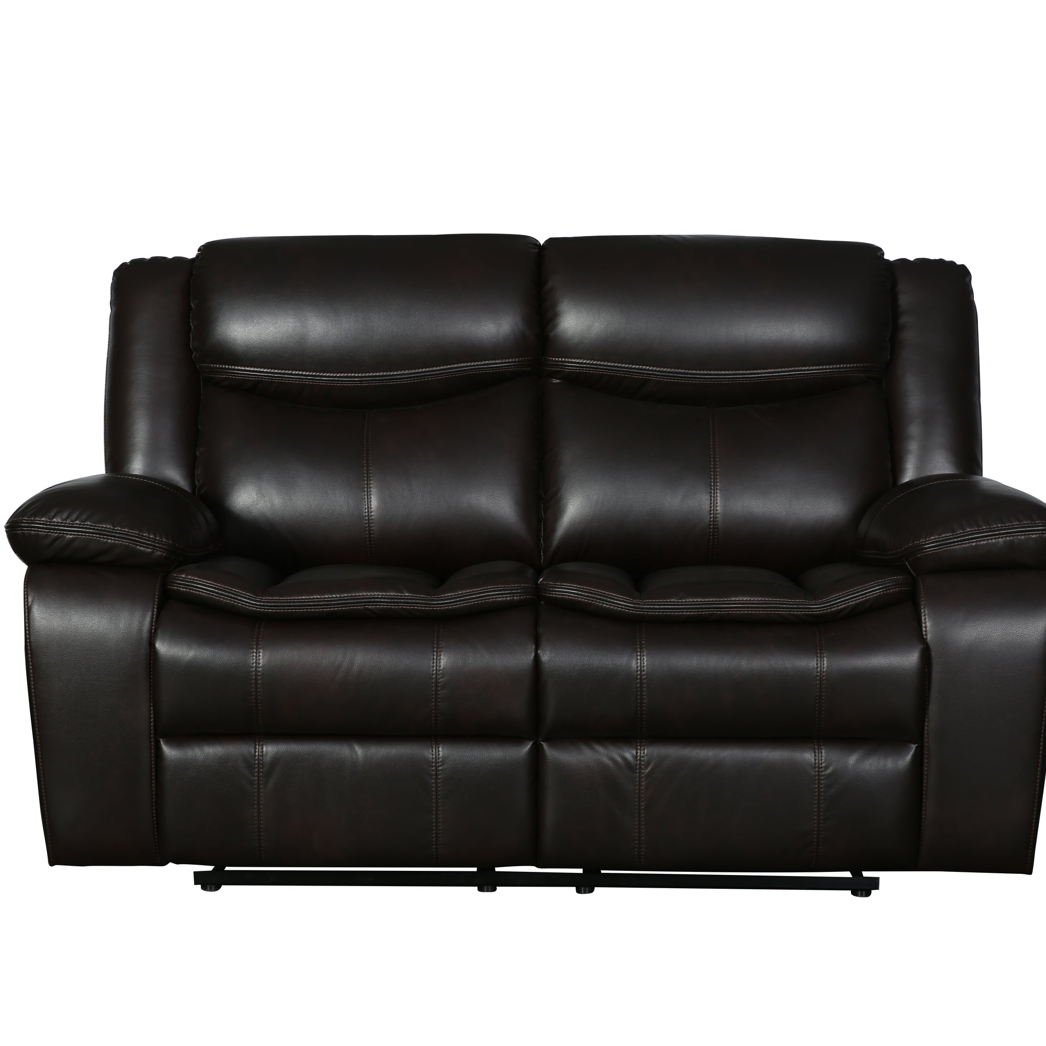 Transitional Leather Air Reclining Loveseat Brown Foam Leather