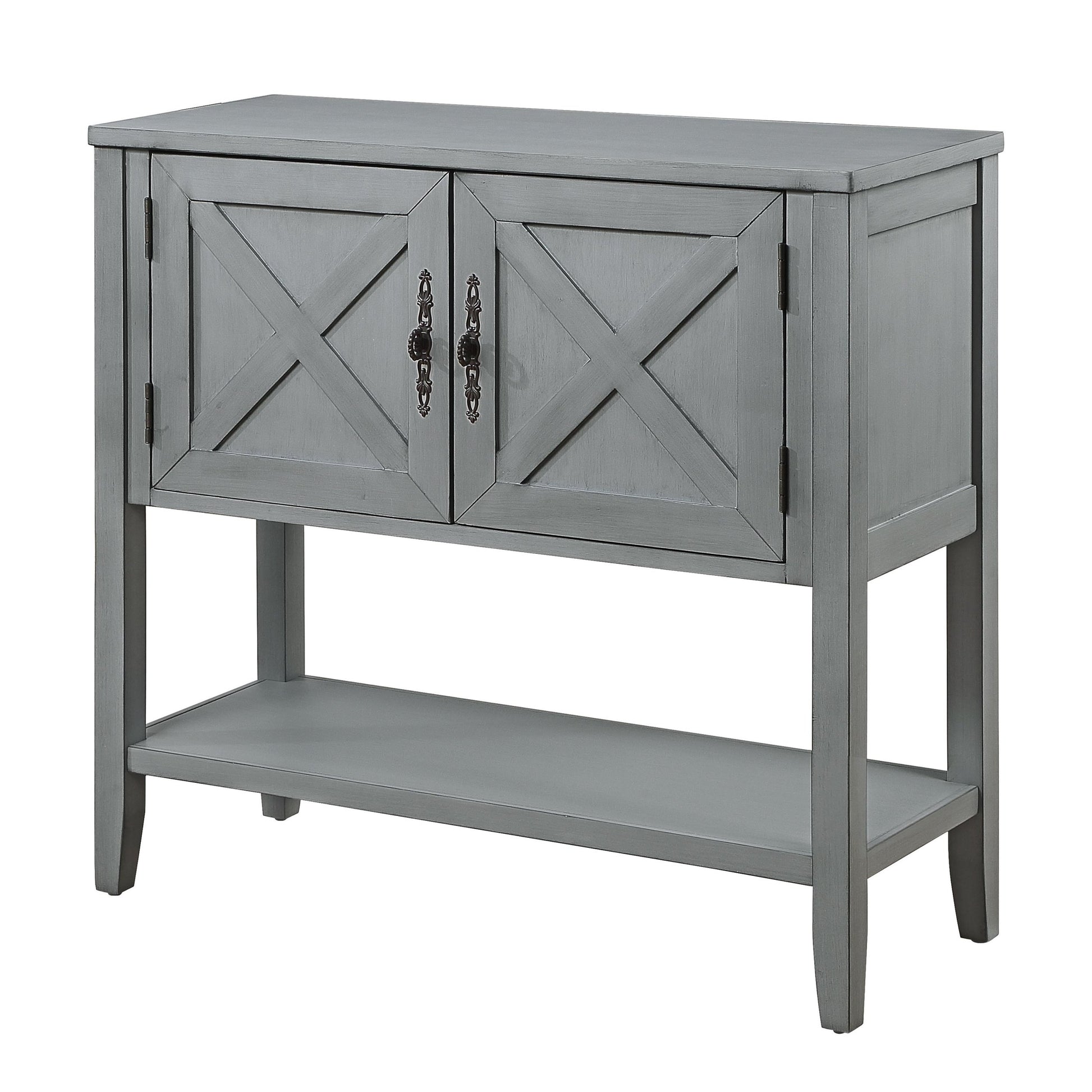 35''Farmhouse Wood Buffet Sideboard Console Table With Bottom Shelf And 2 Door Cabinet, For Living Room, Entryway,Kitchen Dining Room Furniture Antique Gray Antique Gray Pine
