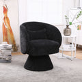 Swivel Accent Chair Armchair, Round Barrel Chair In Fabric For Living Room Bedroom Black Black Linen